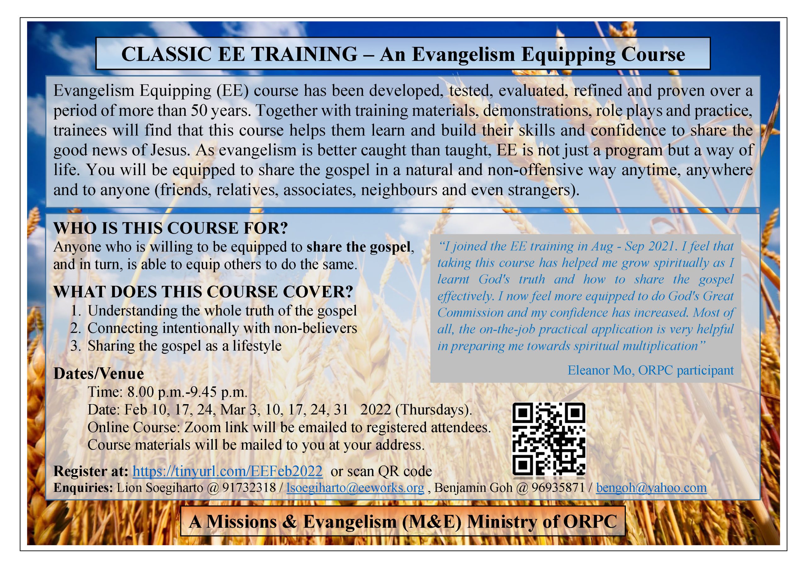 Classic EE Training - An Evangelism Equipping Course - Orchard Road ...